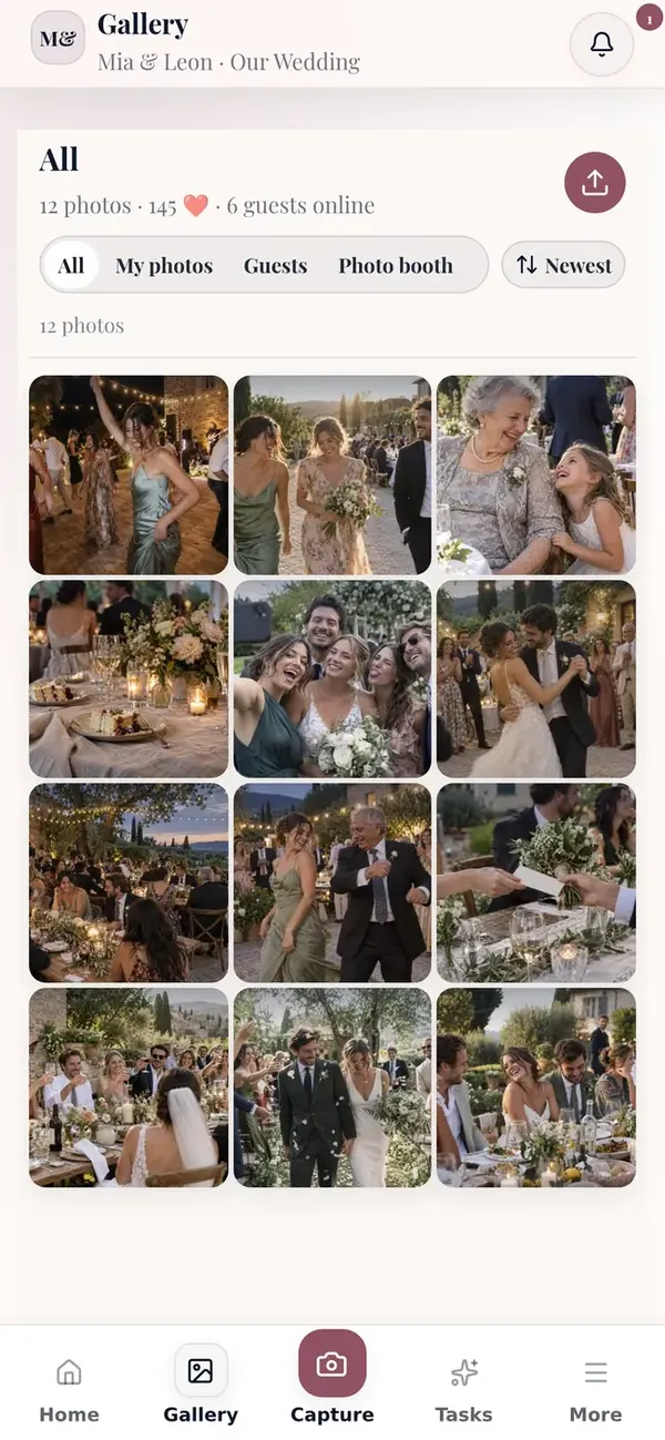 Live gallery of an event in the guest app